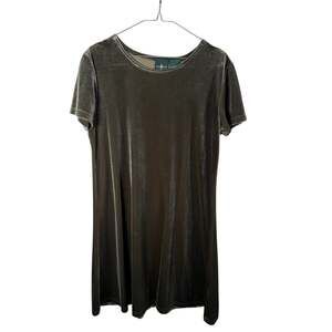 Hunt Club Brown Velvet Short Sleeve T-Shirt Shift Dress Size 6 Holiday party